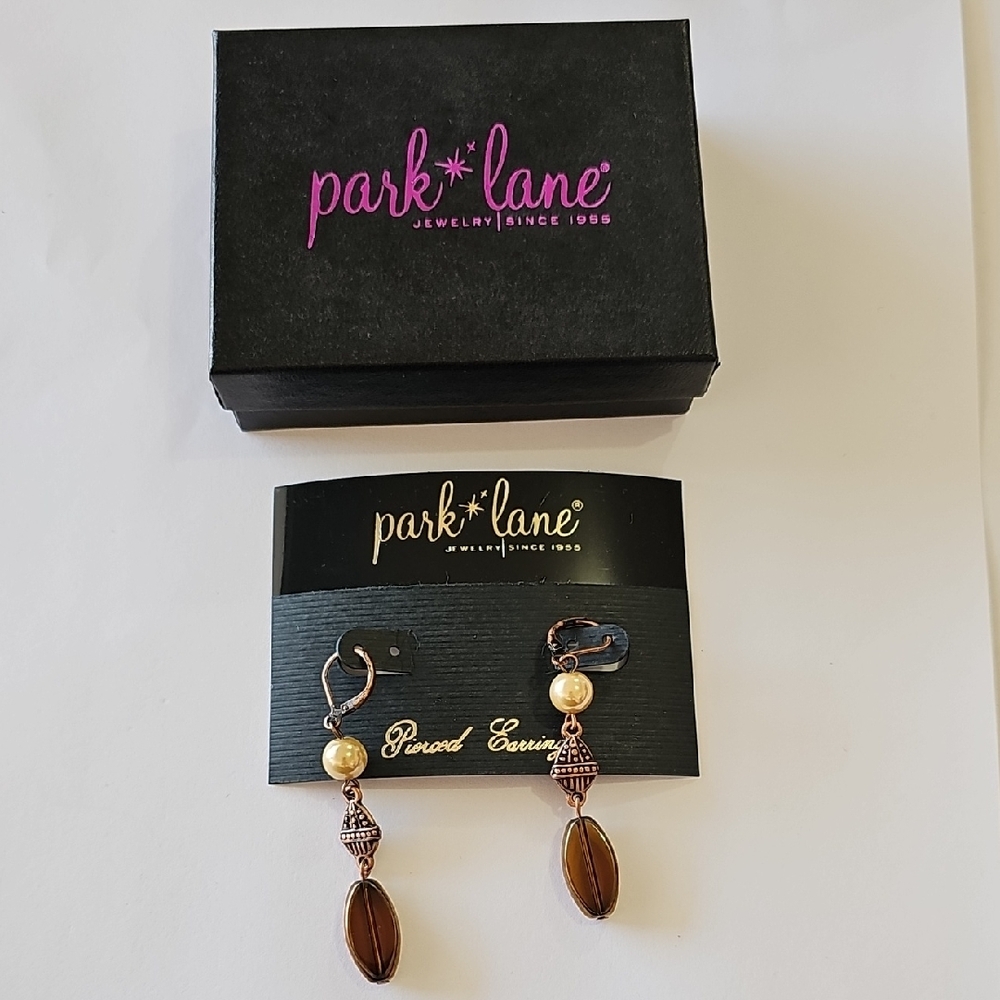 Park Lane Gold and Brown Dangle Earrings